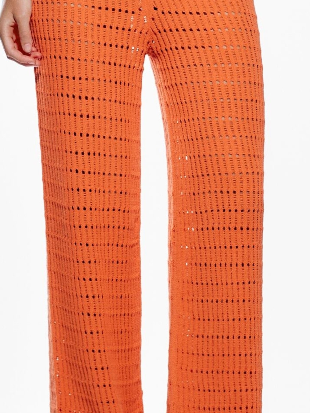 Zara Open-Knit Wide Leg Pants - Orange